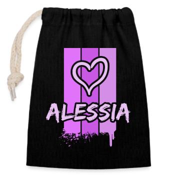 Geschenkidee Alessia - Verschließbarer Geschenkbeutel aus Baumwolle (14x20cm) - Schwarz - Vorne