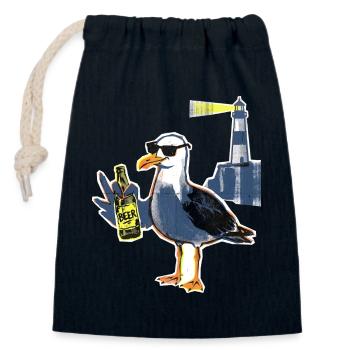Bière Cool Seagull Lighthouse - Sac cadeau en coton avec cordon (14 x 20 cm) - bleu marine - Devant