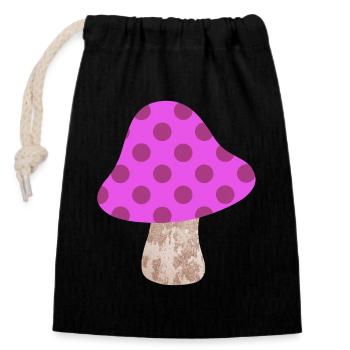 Pilz Dots Muster Punkte pink Kinderzimmer Glück - Verschließbarer Geschenkbeutel aus Baumwolle (14x20cm) - Schwarz - Vorne