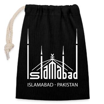 Islamabad Pakistan Faisal Mosque Pakistanis - Closable cotton gift bag (14x20cm) - black - Front