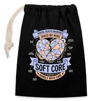 Handle with care - Closable cotton gift bag (14x20cm) - black - Front