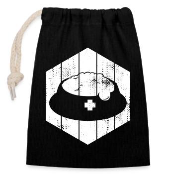 Pet Food - Closable cotton gift bag (14x20cm) - black - Front