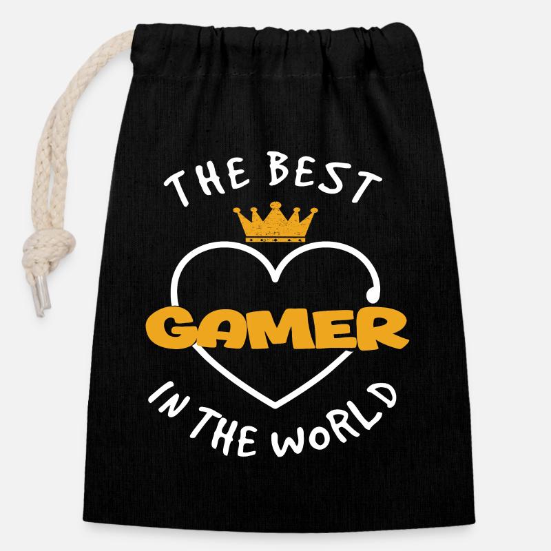Gamer  - Verschließbarer Geschenkbeutel aus Baumwolle (14x20cm) - Schwarz