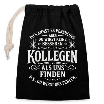 Abschiedsgeschenk Kollegen Jobwechsel - Verschließbarer Geschenkbeutel aus Baumwolle (14x20cm) - Schwarz - Vorne