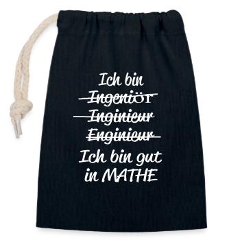 Je suis bon en maths et ingénieur - Sac cadeau en coton avec cordon (14 x 20 cm) - bleu marine - Devant