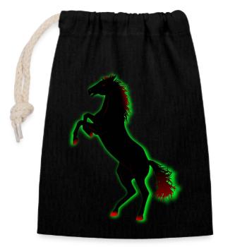 Horse - Closable cotton gift bag (14x20cm) - black - Front