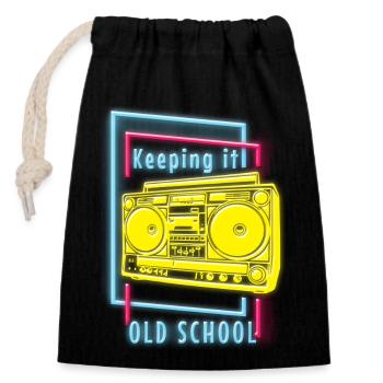Uv Techno House - Closable cotton gift bag (14x20cm) - black - Front