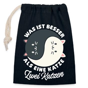 Was ist besser als eine Katze zwei Katzen Kätzchen - Verschließbarer Geschenkbeutel aus Baumwolle (14x20cm) - Navy - Vorne