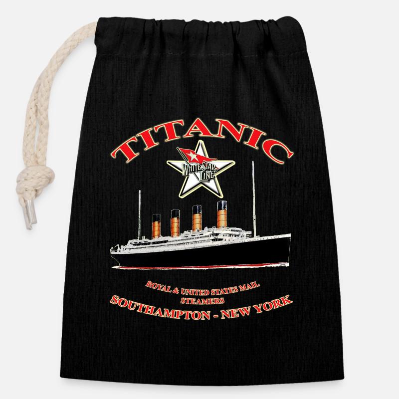 TITANIC STAR KREATION Louis RUNEMBERG © Adagp - Verschließbarer Geschenkbeutel aus Baumwolle (14x20cm) - Schwarz