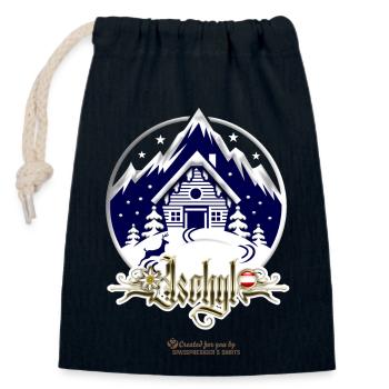 Lieu de la fête Ischgl Autriche - Sac cadeau en coton avec cordon (14 x 20 cm) - bleu marine - Devant