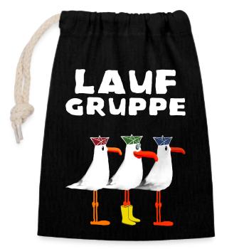 Lauf Gruppe Training Laufen Joggen Sport Jogger - Verschließbarer Geschenkbeutel aus Baumwolle (14x20cm) - Schwarz - Vorne