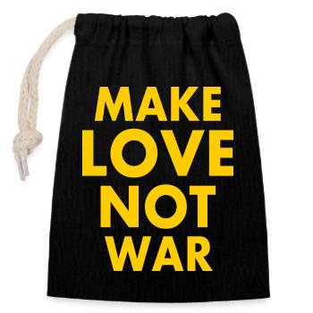 Make love not war - Verschließbarer Geschenkbeutel aus Baumwolle (14x20cm) - Schwarz - Vorne