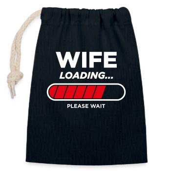 Chargement de la femme - Sac cadeau en coton avec cordon (14 x 20 cm) - bleu marine - Devant