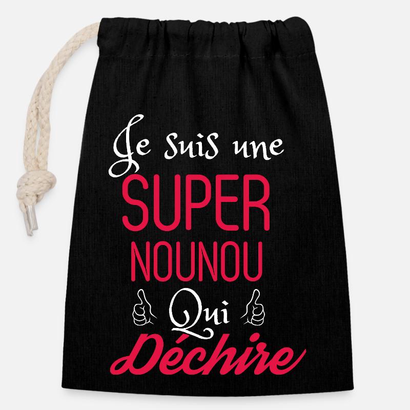 Super Nounou qui déchire - Sac cadeau en coton avec cordon (14 x 20 cm) - noir