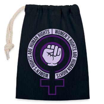 womens rights feminist quote - Closable cotton gift bag (14x20cm) - navy - Front