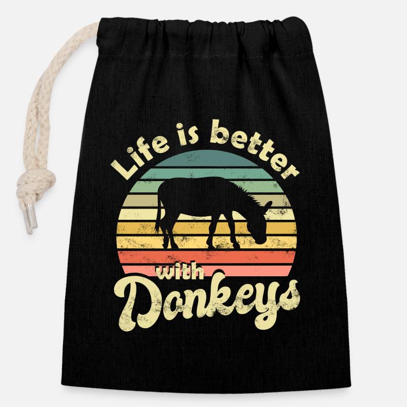 Donkey - Closable cotton gift bag (14x20cm) - black