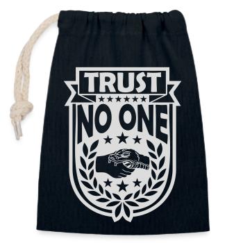 trust no one Zitat - Verschließbarer Geschenkbeutel aus Baumwolle (14x20cm) - Navy - Vorne