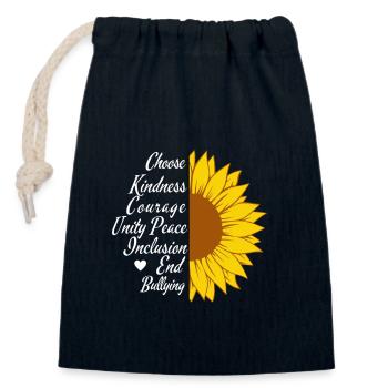 Sunflower of inclusion - Closable cotton gift bag (14x20cm) - navy - Front