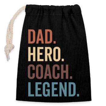 Dad Hero Coach Legende - Verschließbarer Geschenkbeutel aus Baumwolle (14x20cm) - Schwarz - Vorne