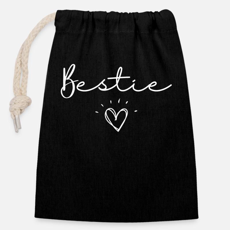 Bestie - Verschließbarer Geschenkbeutel aus Baumwolle (14x20cm) - Schwarz