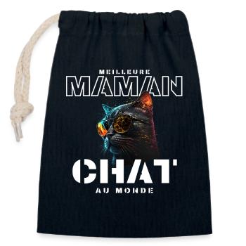 Meilleure Maman Chat Mondiale - Sac cadeau en coton avec cordon (14 x 20 cm) - bleu marine - Devant