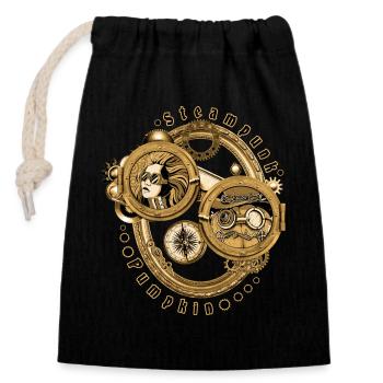 Steampunk Pumpkin - Closable cotton gift bag (14x20cm) - black - Front