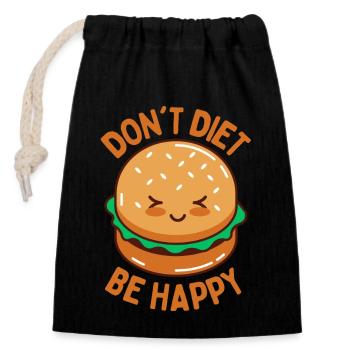 Ne pas suivre un régime être heureux - Sac cadeau en coton avec cordon (14 x 20 cm) - noir - Devant