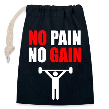 Pas de douleur pas de gain de gymnase citation - Sac cadeau en coton avec cordon (14 x 20 cm) - bleu marine - Devant