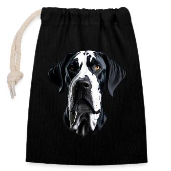 Dogge - Great Dane - Closable cotton gift bag (14x20cm) - black - Front