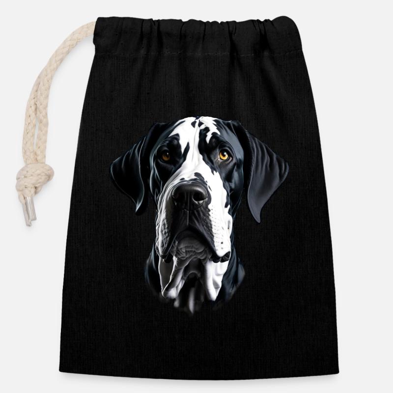 Dogge - Great Dane - Closable cotton gift bag (14x20cm) - black