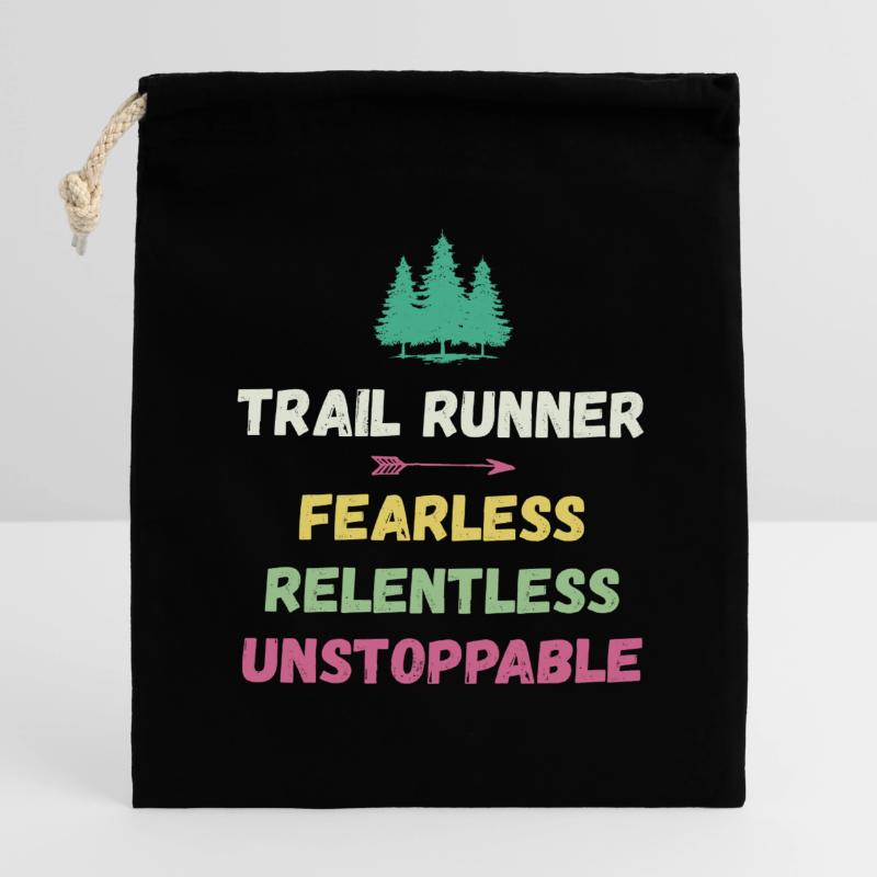 Trail Runner - Intrépide. Implacable. Imparable. Sac cadeau en coton avec cordon (14 x 20 cm)