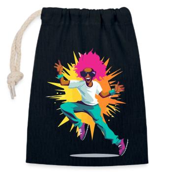 Ed Dances - Closable cotton gift bag (14x20cm) - navy - Front