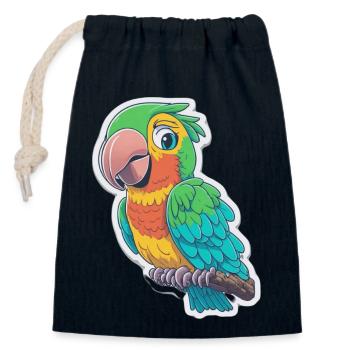 Paarot Papagei Vogel Bund Comic Cartoon - Verschließbarer Geschenkbeutel aus Baumwolle (14x20cm) - Navy - Vorne