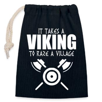 Il faut un dicton viking - Sac cadeau en coton avec cordon (14 x 20 cm) - bleu marine - Devant