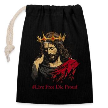 MON SAUVEUR - VIVRE LIBRE LES ORGUEILLEUX - Sac cadeau en coton avec cordon (14 x 20 cm) - noir - Devant