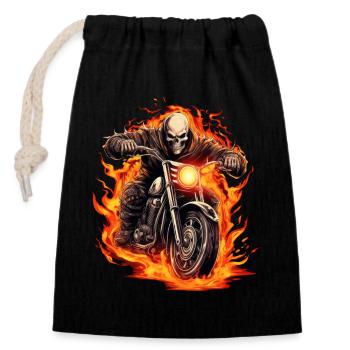 Motorcyclists in the fire - Closable cotton gift bag (14x20cm) - black - Front