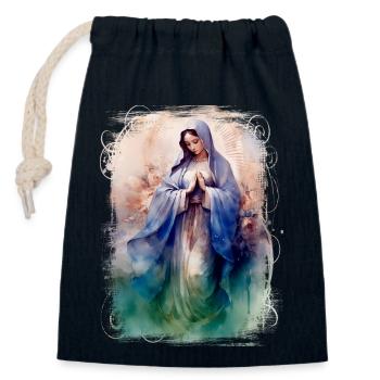 Holly Mary Maria Madonna Mariana Virgin Mary Holy - Closable cotton gift bag (14x20cm) - navy - Front
