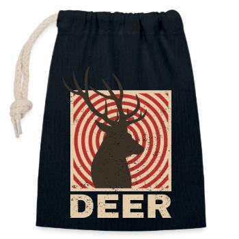 Deer - Verschließbarer Geschenkbeutel aus Baumwolle (14x20cm) - Navy - Vorne