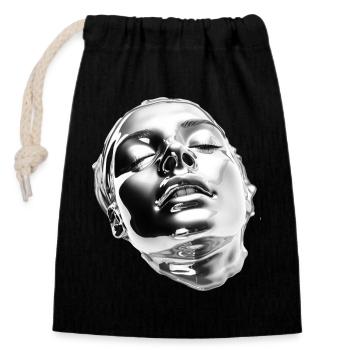 Liquid Chrome Portrait - Closable cotton gift bag (14x20cm) - black - Front