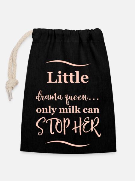 Baby Sayings - Closable cotton gift bag (14x20cm) - black