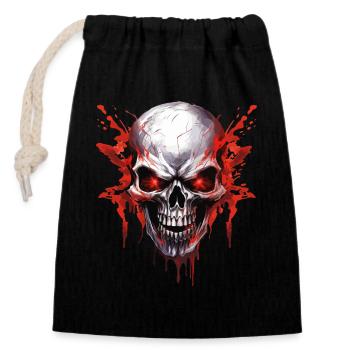 Crâne Crâne Squelette Moto Biker Gang - Sac cadeau en coton avec cordon (14 x 20 cm) - noir - Devant