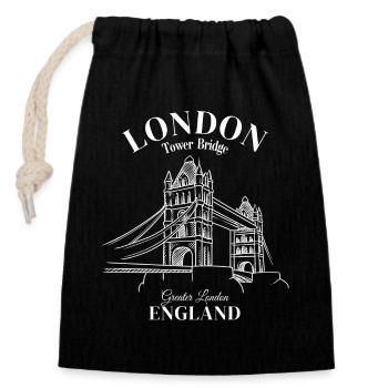 Tour de Londres, Angleterre, Grand Londres - Sac cadeau en coton avec cordon (14 x 20 cm) - noir - Devant