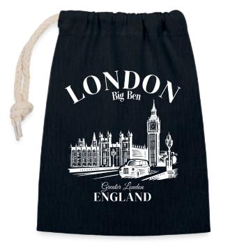 London Great Britain England - Closable cotton gift bag (14x20cm) - navy - Front
