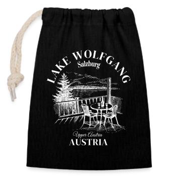 Lac Wolfgang, Autriche, Haute-Autriche - Sac cadeau en coton avec cordon (14 x 20 cm) - noir - Devant