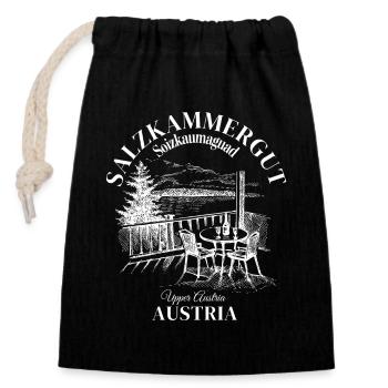 Salzkammergut Österreich Autriche - Sac cadeau en coton avec cordon (14 x 20 cm) - noir - Devant