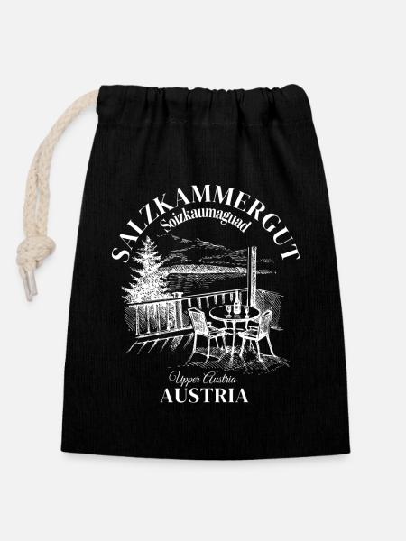 Salzkammergut Österreich Austria - Verschließbarer Geschenkbeutel aus Baumwolle (14x20cm) - Schwarz