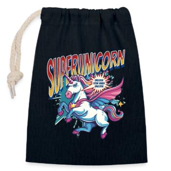 Licorne super-héros superpouvoirs bande dessinée surnaturelle - Sac cadeau en coton avec cordon (14 x 20 cm) - bleu marine - Devant