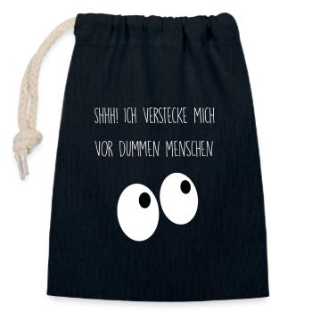 Ich verstecke mich vor dummen Menschen - Verschließbarer Geschenkbeutel aus Baumwolle (14x20cm) - Navy - Vorne