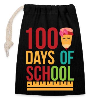 100 Days of School Happy 100th Day of School - Closable cotton gift bag (14x20cm) - black - Front