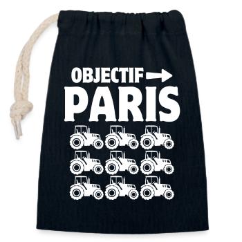 agriculteur, agriculture, paysan, fermier - Sac cadeau en coton avec cordon (14 x 20 cm) - bleu marine - Devant